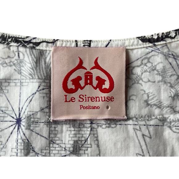 Le Sirenuse Positano Nautical Map Print Wrap Tie Front Cotton Top - Size 38 - Picture 5 of 13